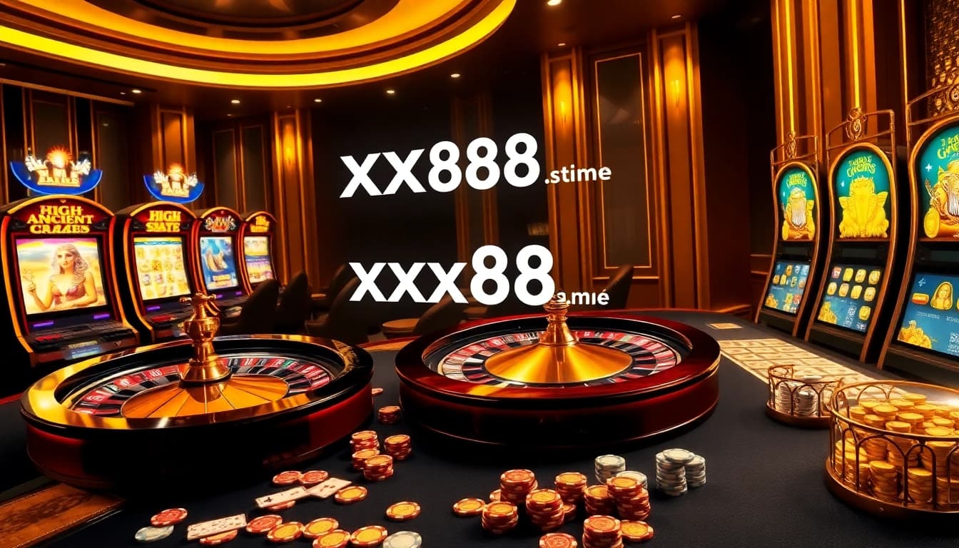 Experience high-stakes gaming at https://xx88.moe/ with vibrant casino visuals featuring roulette, poker, and exciting slot machines.