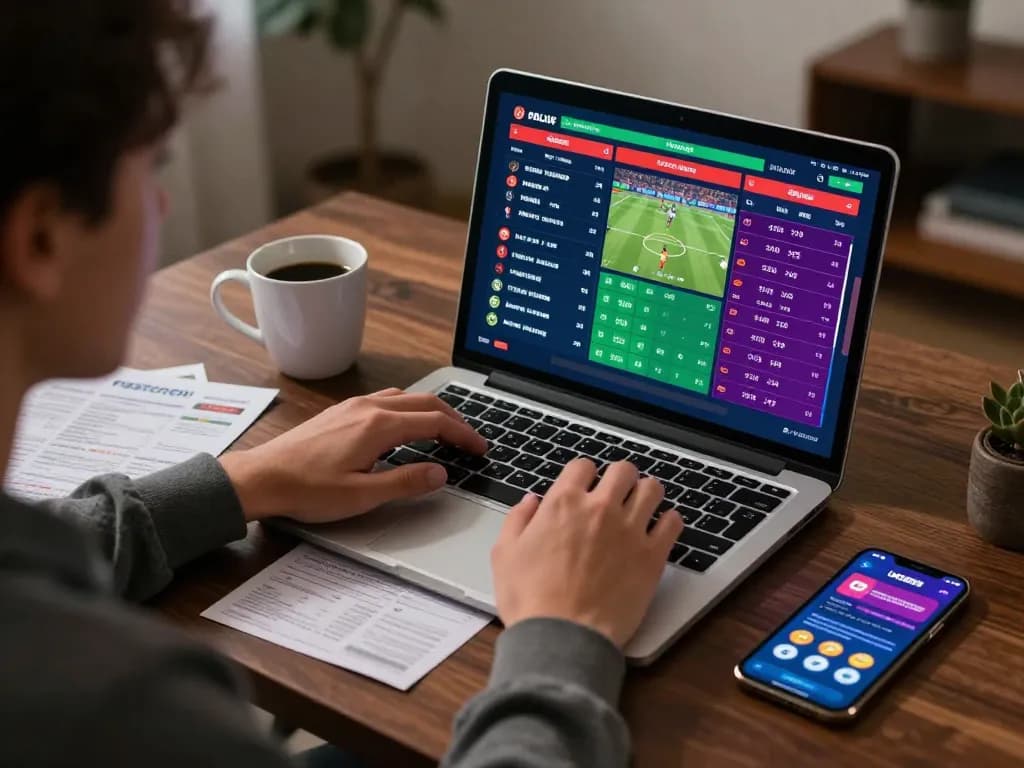 Engaged bettor using the uu88 app for live sports betting while enjoying a cozy home setting