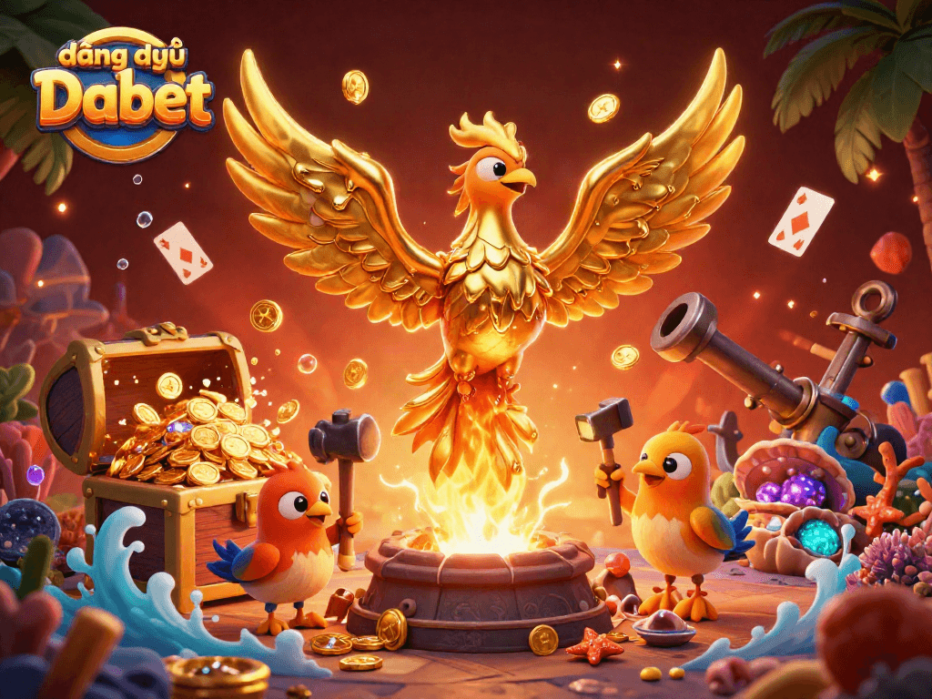 Experience the thrill of đăng ký Dabet with a stunning digital 3D illustration full of casino elements.
