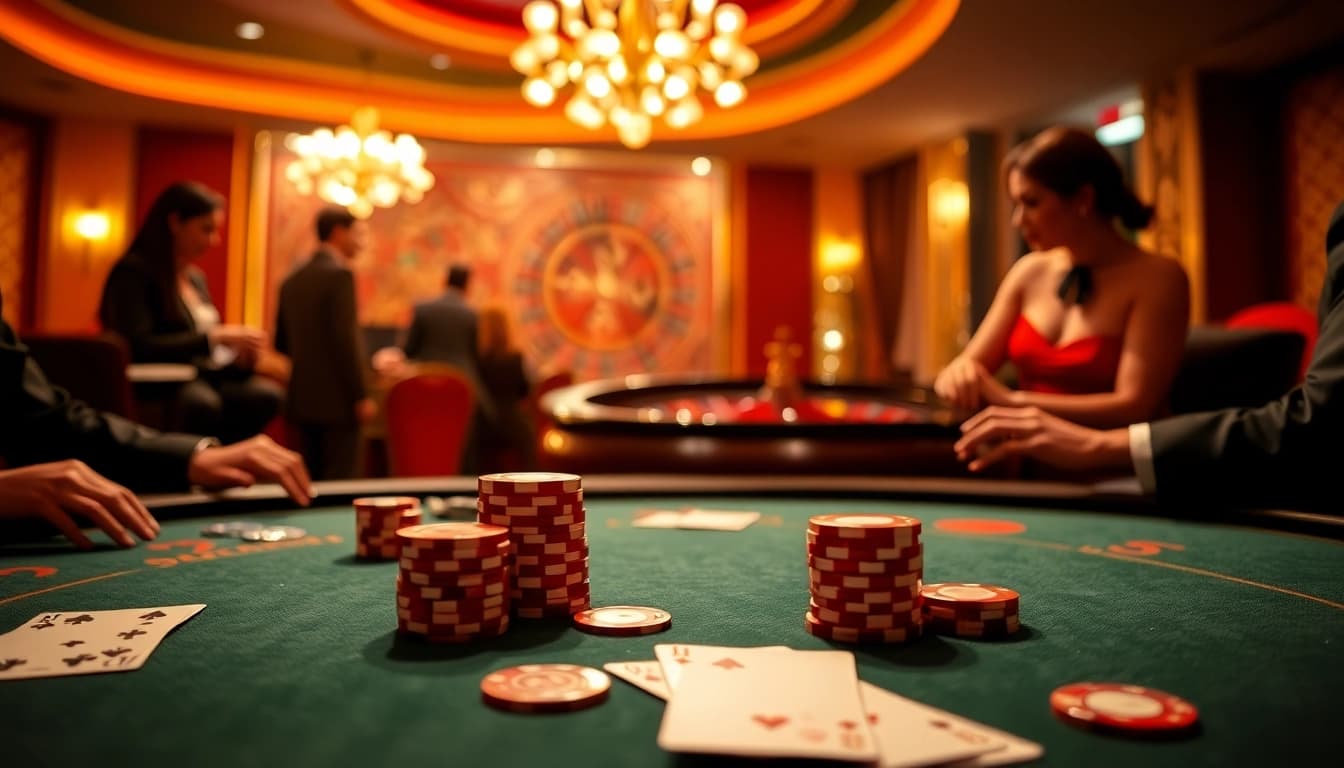 Experience the excitement of sun88 win at a luxury casino with poker tables and roulette.