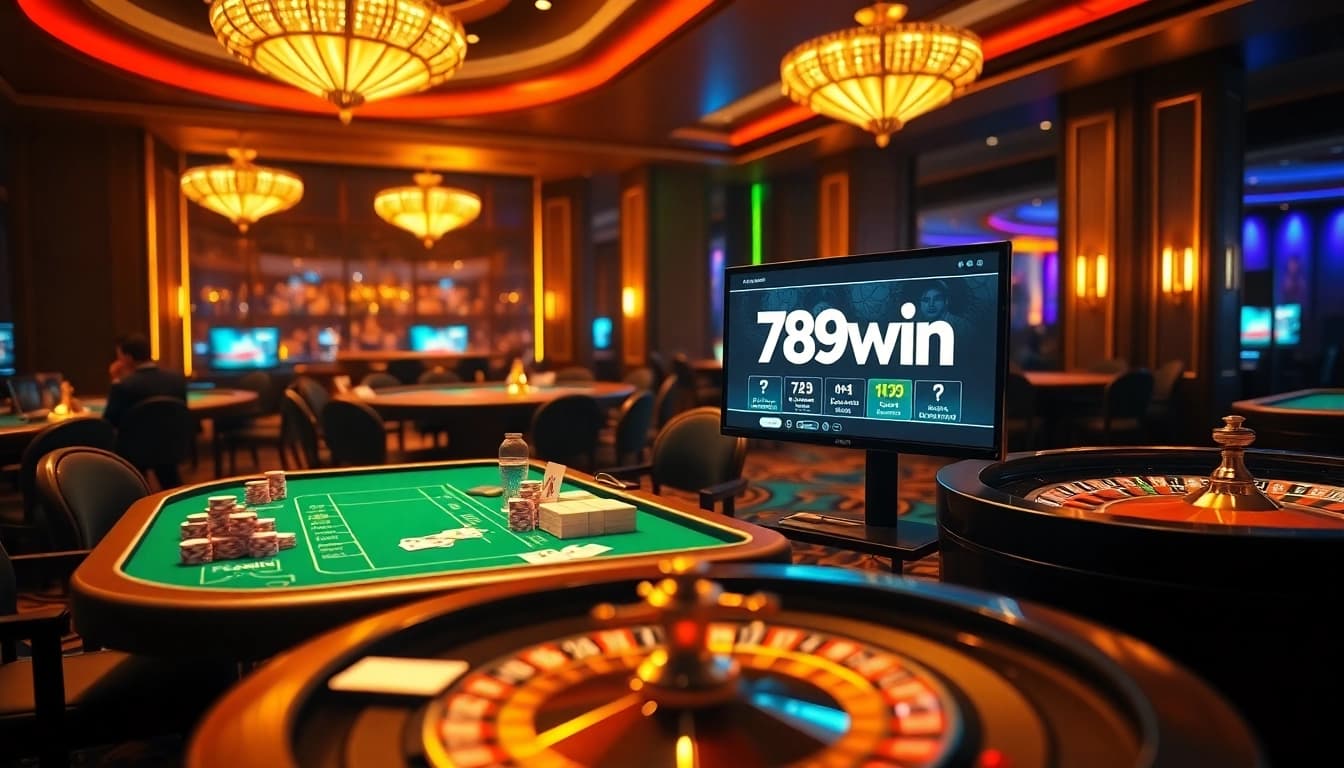 Experience the thrill of 789win vom in a modern casino setting with vibrant gaming elements.