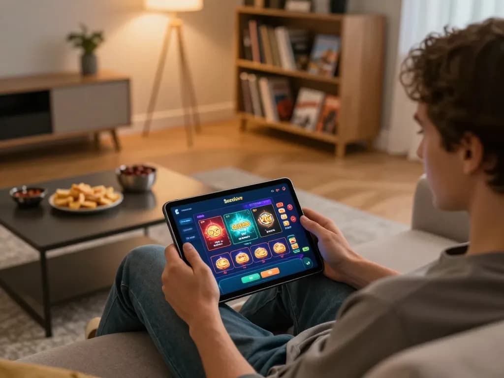 Socolive link displayed on tablet during responsible online gaming session at home