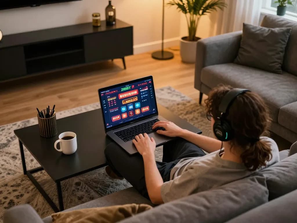 Engaging with 28BET online casino while enjoying a cozy home atmosphere
