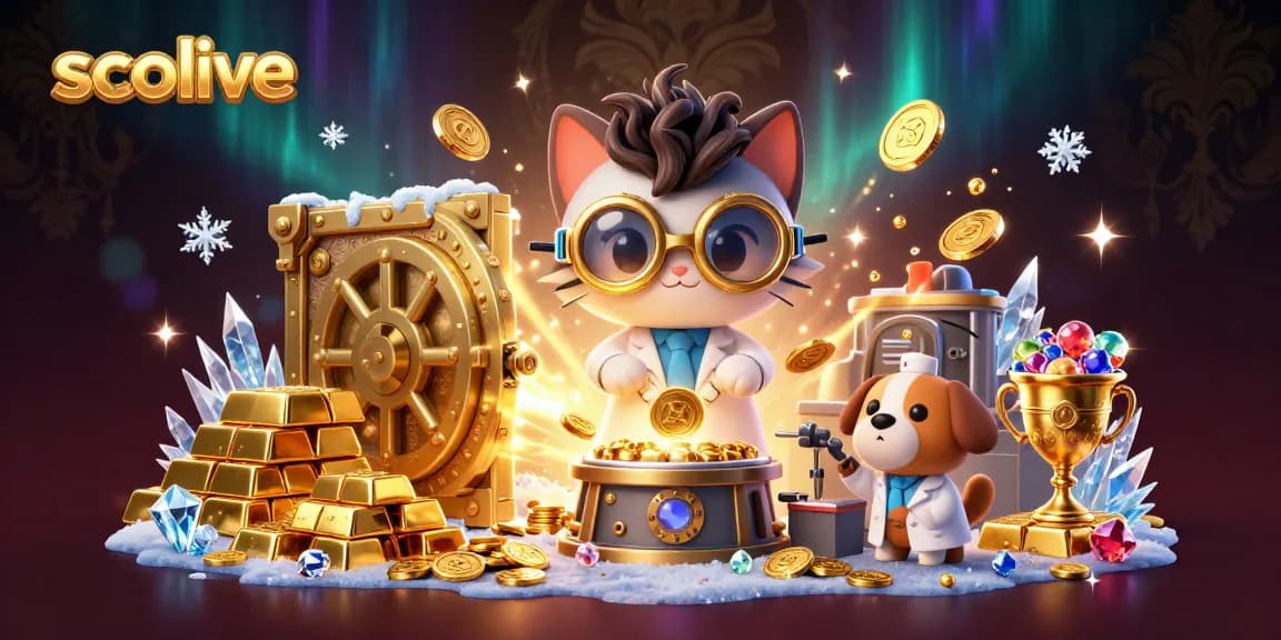 Socolive's dynamic gambling scene featuring a mad scientist cat and dog assistant amidst golds