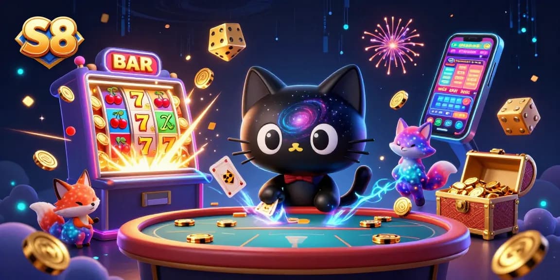 Experience thrilling gameplay at S8 with dynamic slot machines and colorful characters in a vibrant casino setting.