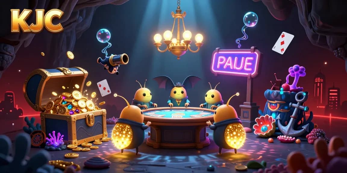 KJC illuminates an underwater casino with vibrant glowworms, showcasing a thrilling gaming experience.