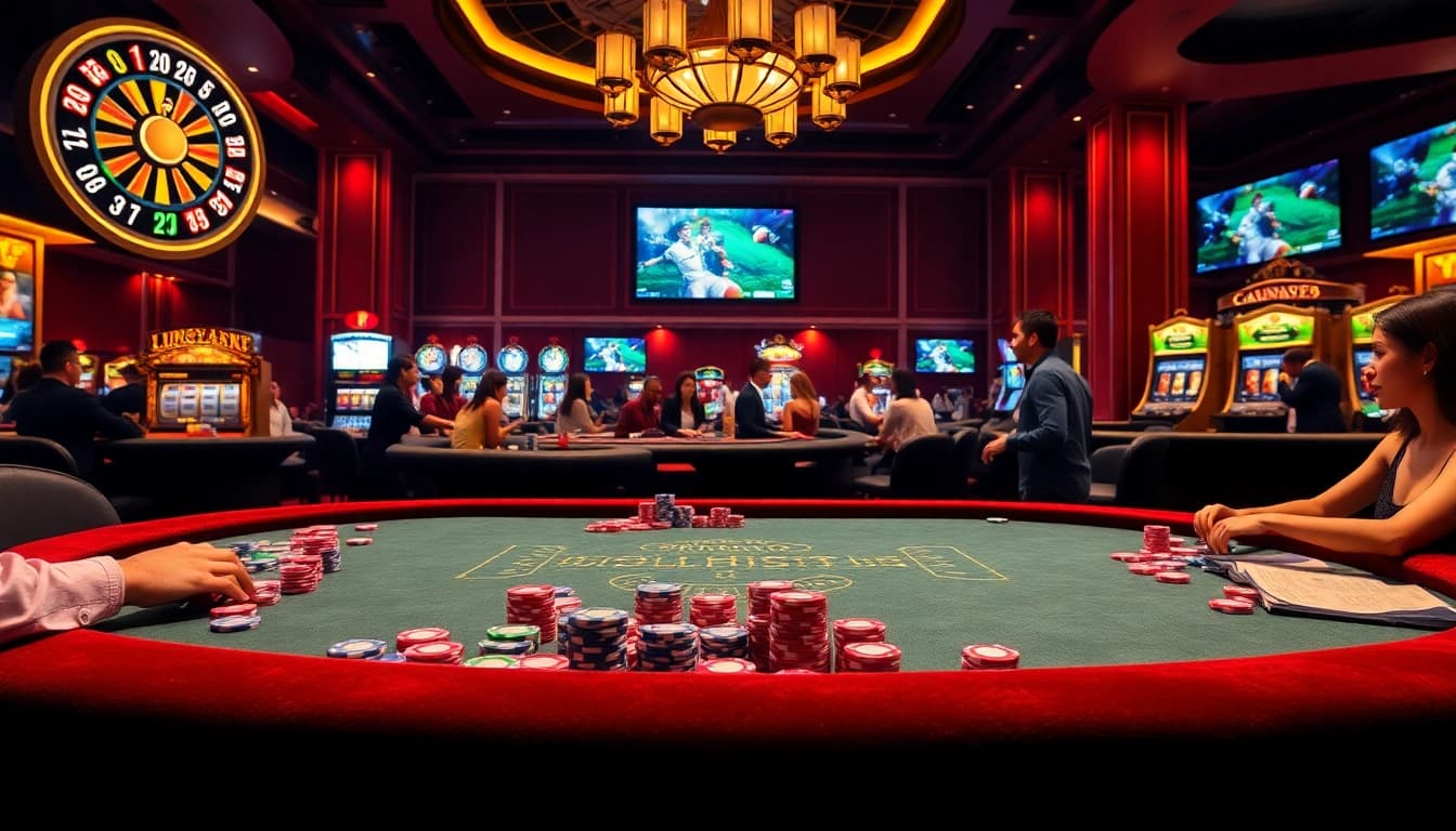 Experience thrilling poker action and live sports excitement with luongsontv in a luxurious casino setting.