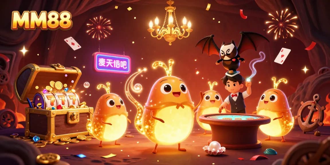Experience MM88's vibrant casino scene with glowworms and rich gaming elements.