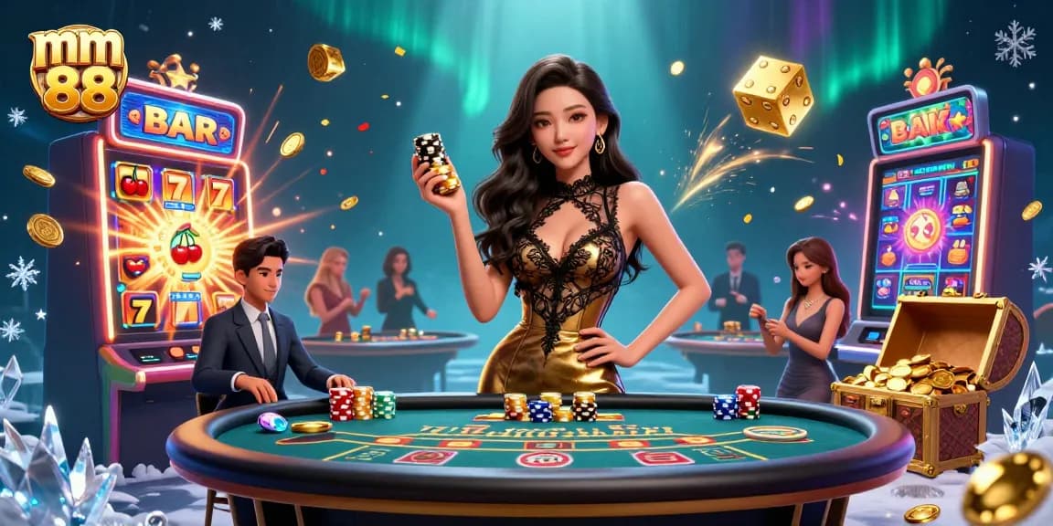 Experience high stakes at mm 88 with a glamorous VIP baccarat scene filled with explosive jackpots.