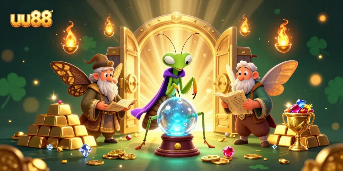 uu88 offers thrilling casino experiences with a mystical fortune teller and treasures.
