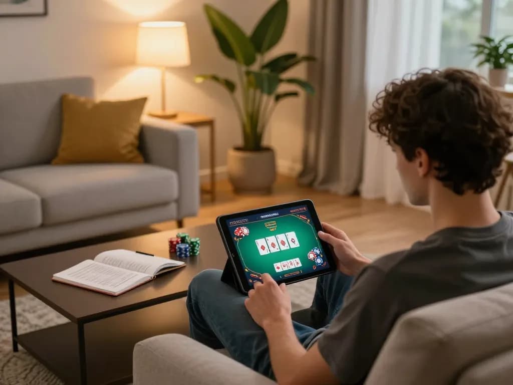 Engaging in daftar sungaitoto online betting with a tablet in a cozy home setting