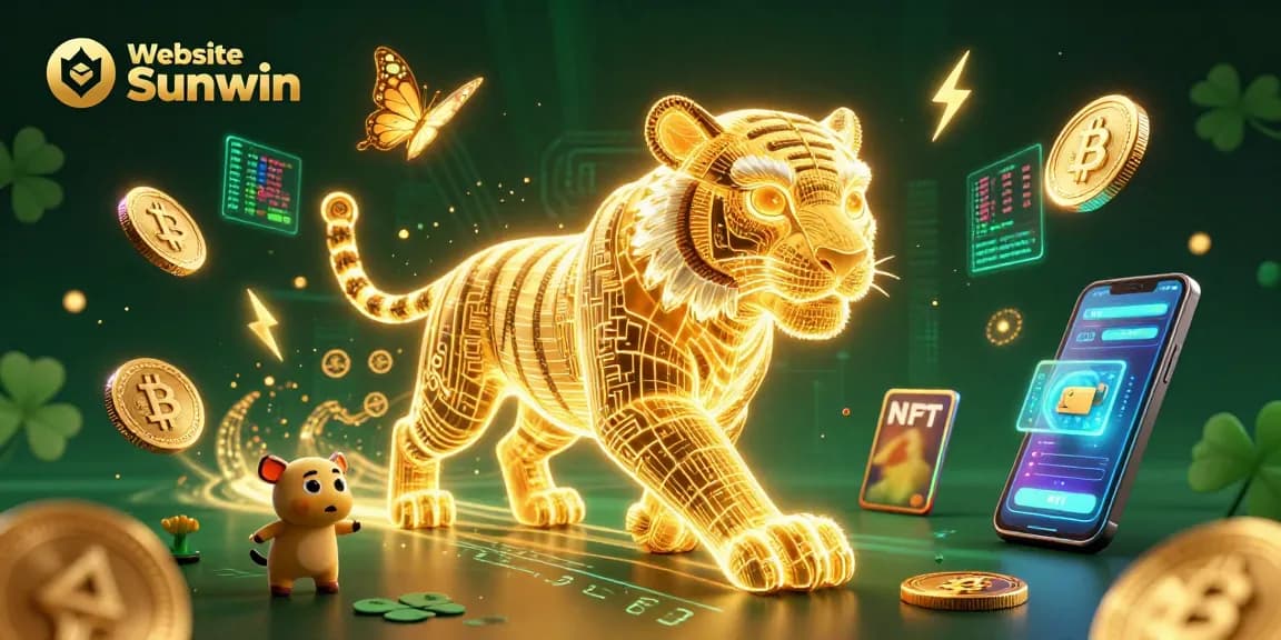 Engage with exciting wins at Website Sunwin featuring golden tiger and cryptocurrency effects.
