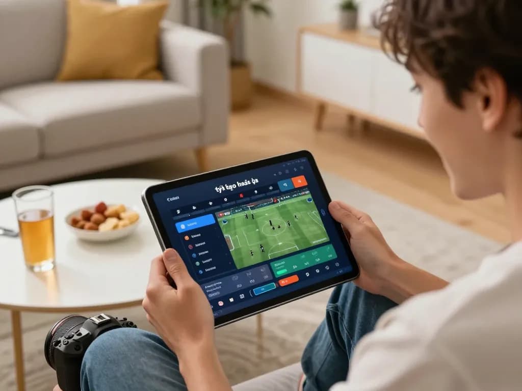 Tỷ lệ kèo nhà cái 5 displayed on a tablet during an engaging online sports betting session.