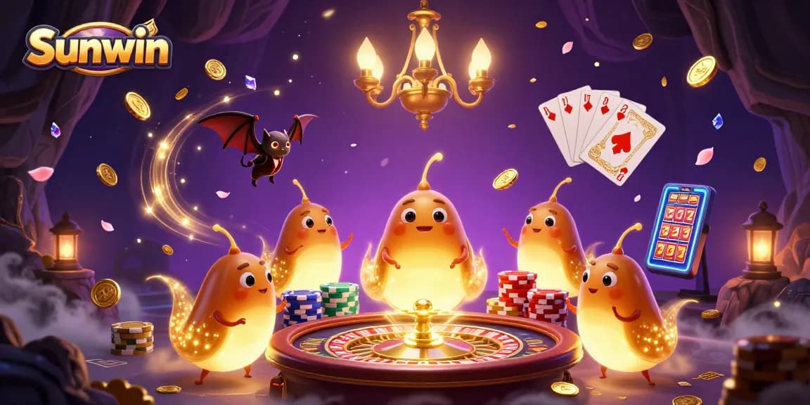 Illuminate your gaming with Sunwin's vibrant casino environment featuring animated glowworms and dynamic game elements.