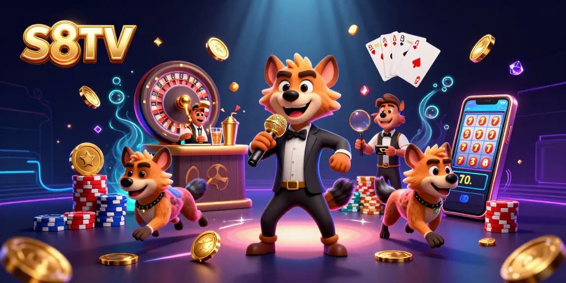 S8TV ignites excitement with hyenas in a vibrant casino scene, showcasing lively betting action.