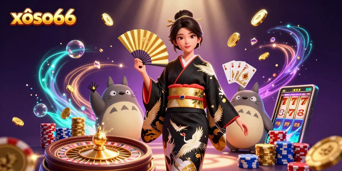 Play with xôso66 in an immersive 3D casino scene filled with golden coins and vibrant gaming elements.