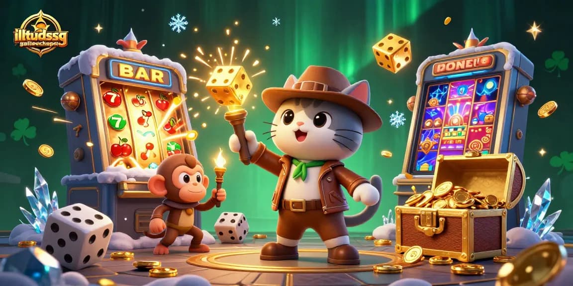 Engage with illtudsgalileechapel's thrilling casino adventure, featuring thrilling game elements, vibrant colors, and dynamic characters.
