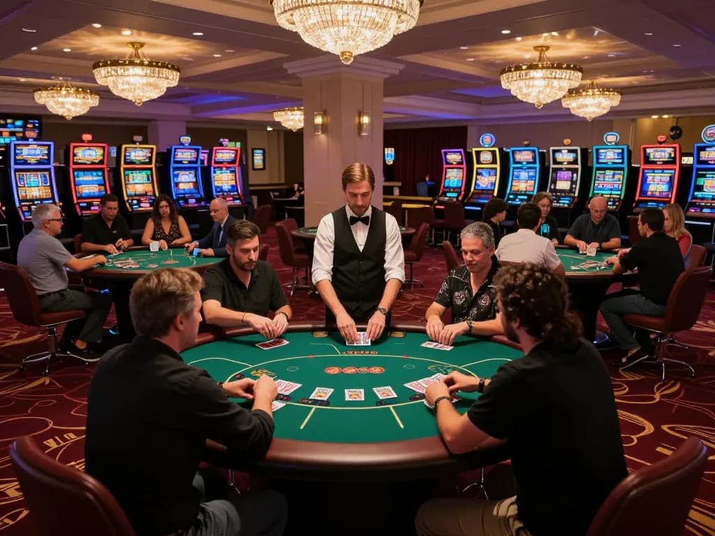 Experience thrilling poker gameplay at nhacaiuytinn with players engaged in action at a vibrant casino table