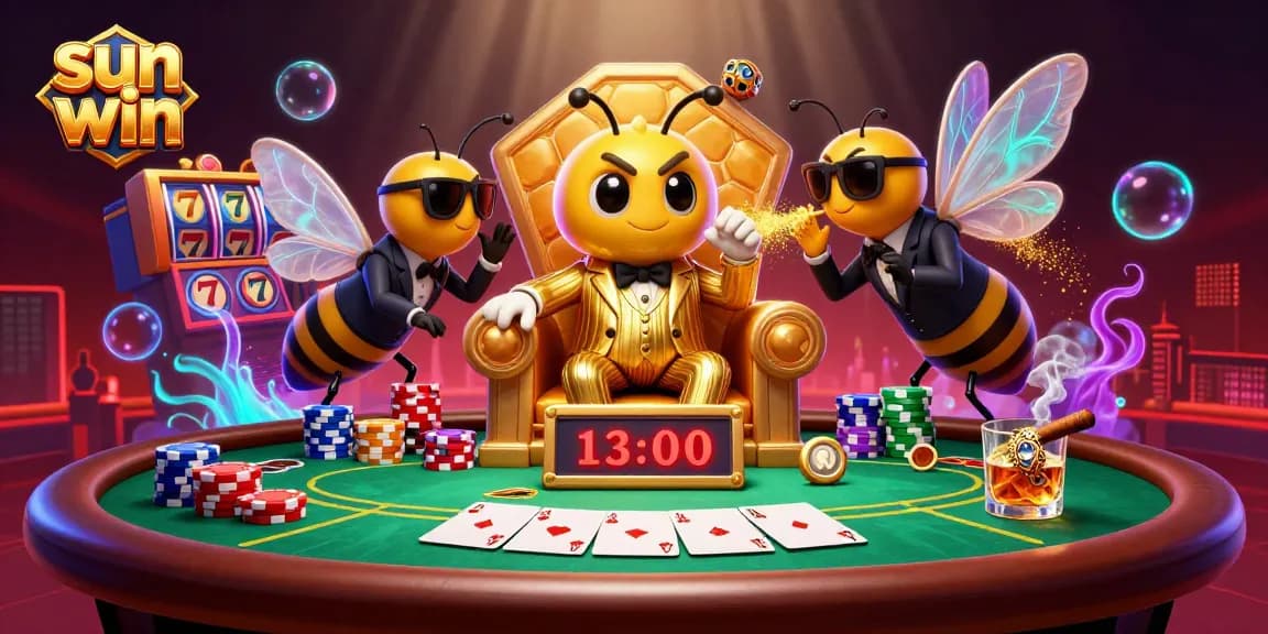 Engage in thrilling gameplay with sun win at a lively poker table surrounded by charming characters.
