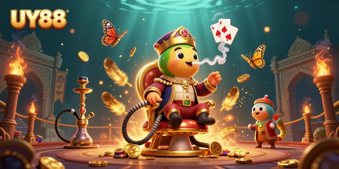 Engage thrillingly with UY88's dynamic online gaming realm featuring vibrant characters and casino symbols.