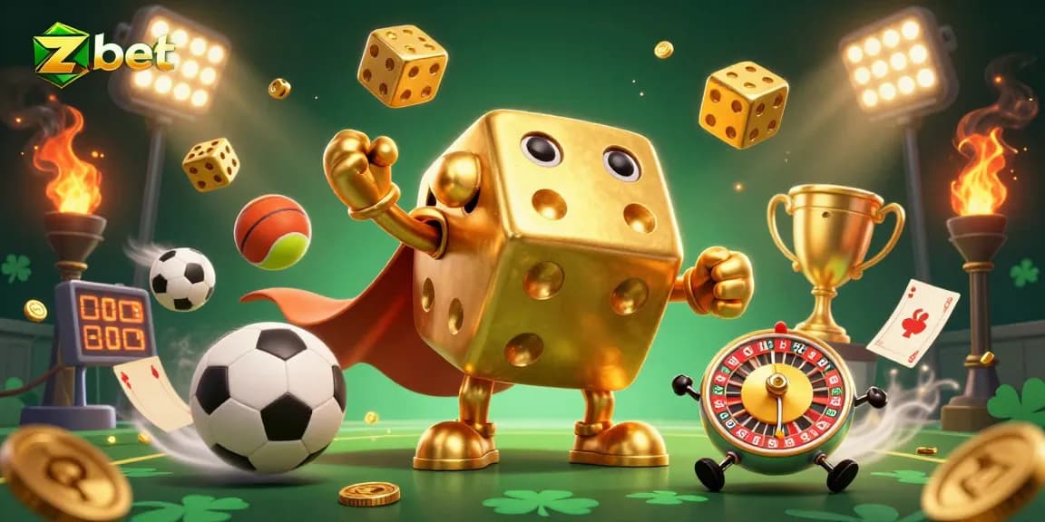 Experience zbet with dynamic sports betting action in a vibrant casino illustration.