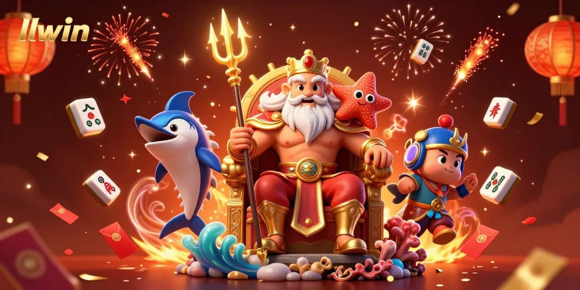 Experience thrilling gaming action at llwin with Neptune, samurai, and festive casino elements.