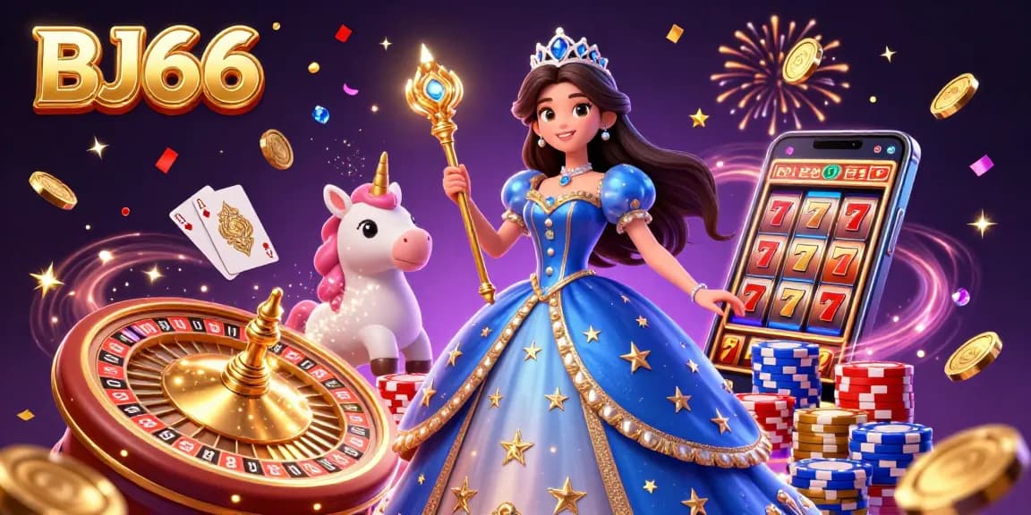 Experience the thrill of games at BJ66 with a royal blue ball gown, poker chips, and festive elements.