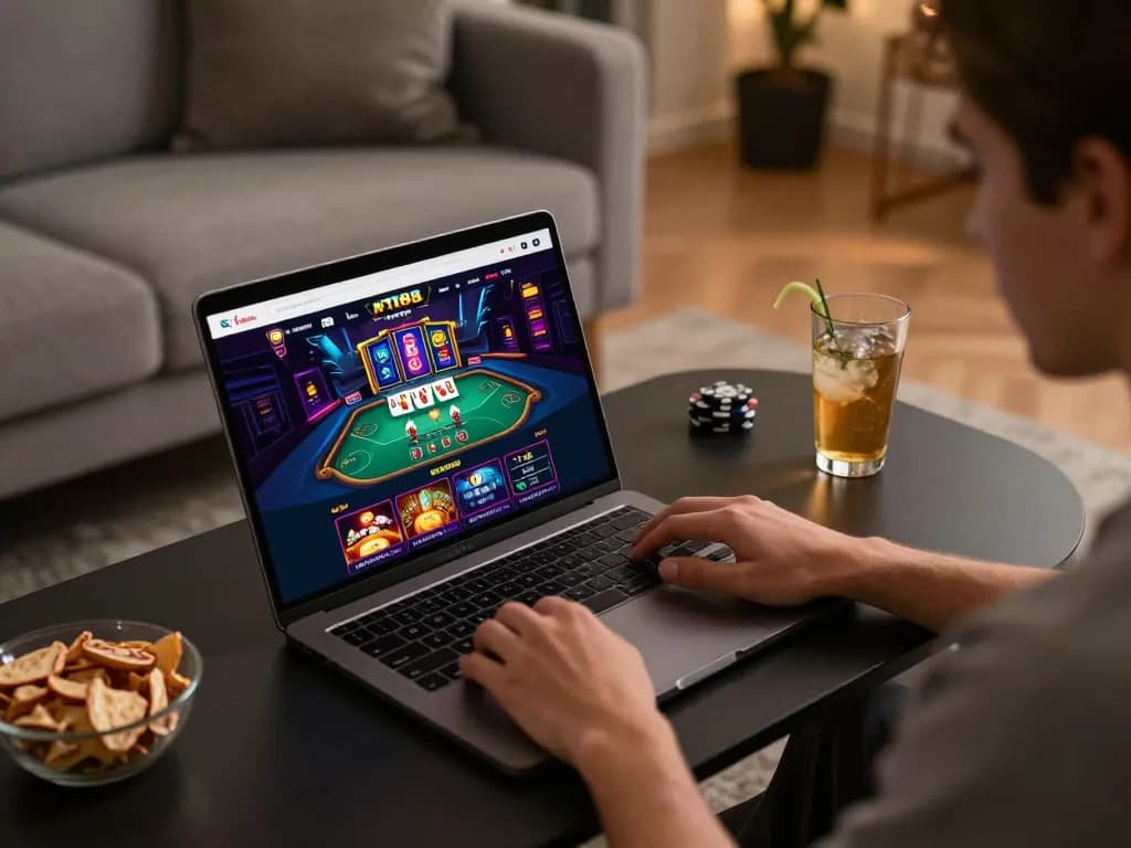 Engaged player navigating the N188 casino website for a seamless online gaming experience in 2026.
