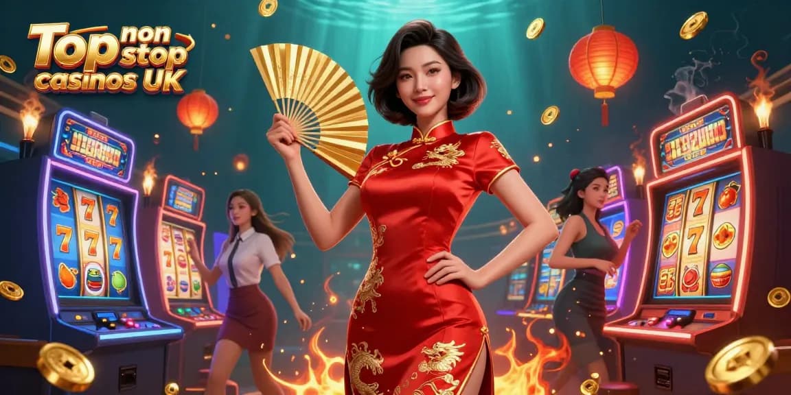 Explore the vibrant world of Top non gamstop casinos UK with stunning 3D illustration full of slot machines.