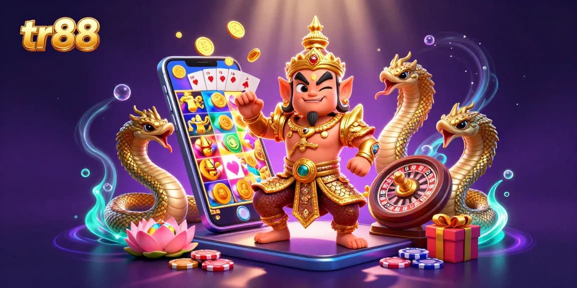 Experience the thrills of tr88 gaming with a vibrant 3D casino illustration showcasing its rich gameplay elements.