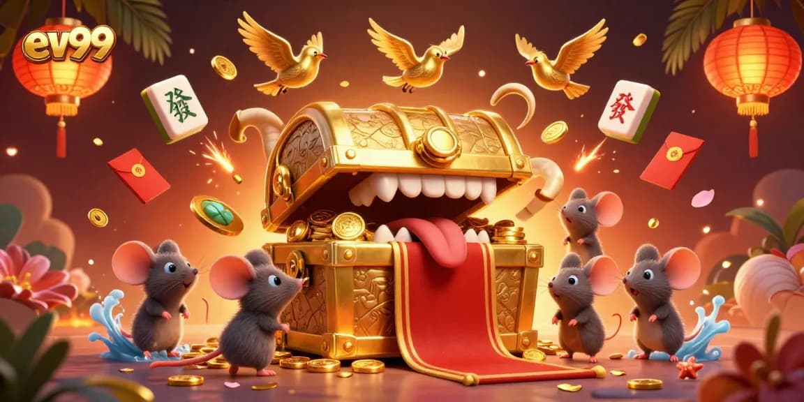 Experience thrilling gameplay at ev99 with vibrant casino elements and an enchanting treasure hunt atmosphere.