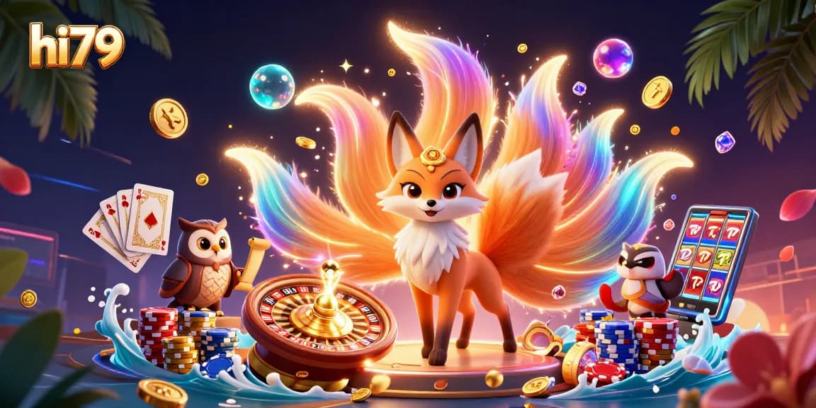 Spin the reels at hi79 while enjoying vibrant 3D imagery of a charming fox and owl!