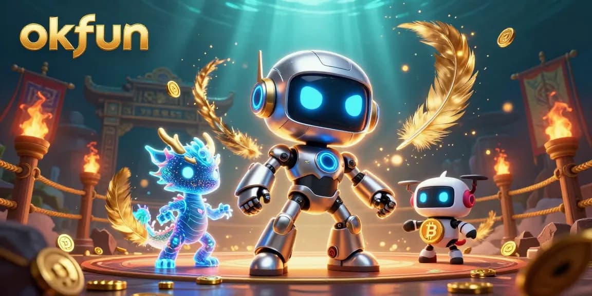Experience excitement at okfun with a vibrant cyberpunk casino scene filled with dynamic game elements.