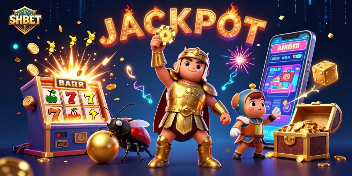 Experience the excitement of SHBET with a hercules beetle and fun gambling elements spotlighting vibrant jackpots.