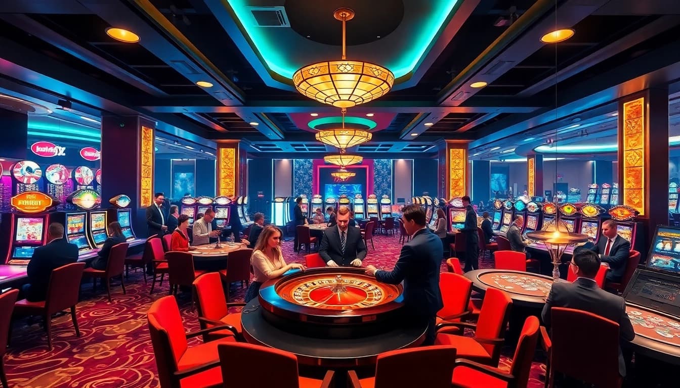 Experience thrilling gameplay at Hitclub with vibrant casino tables and slot machines.