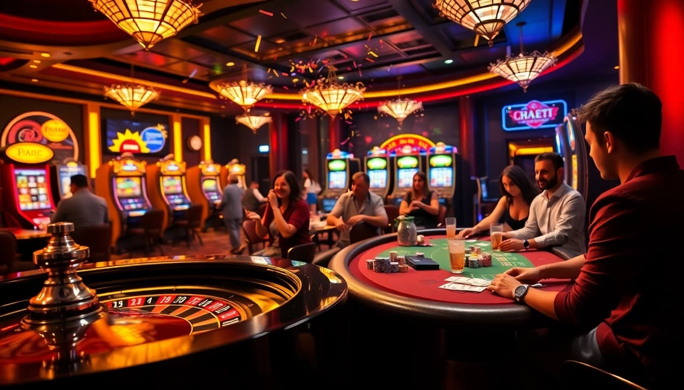 Experience thrilling gaming at 5gbetbr.com.br with vibrant casino visuals and excited players.