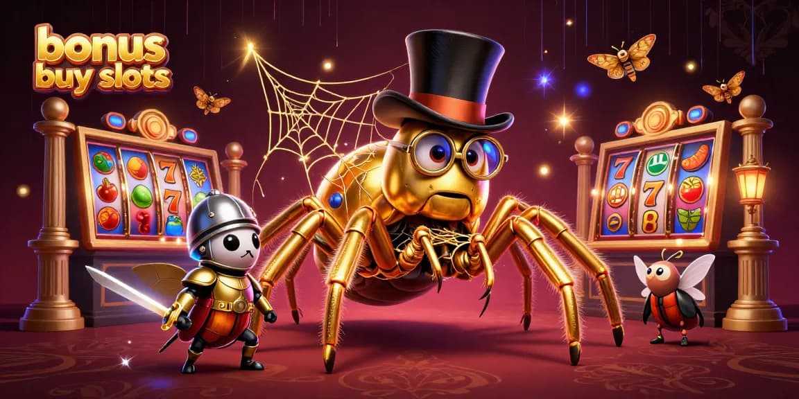 Engage with bonus buy slots featuring vibrant 3D characters and dynamic casino elements creating an exciting gaming atmosphere.