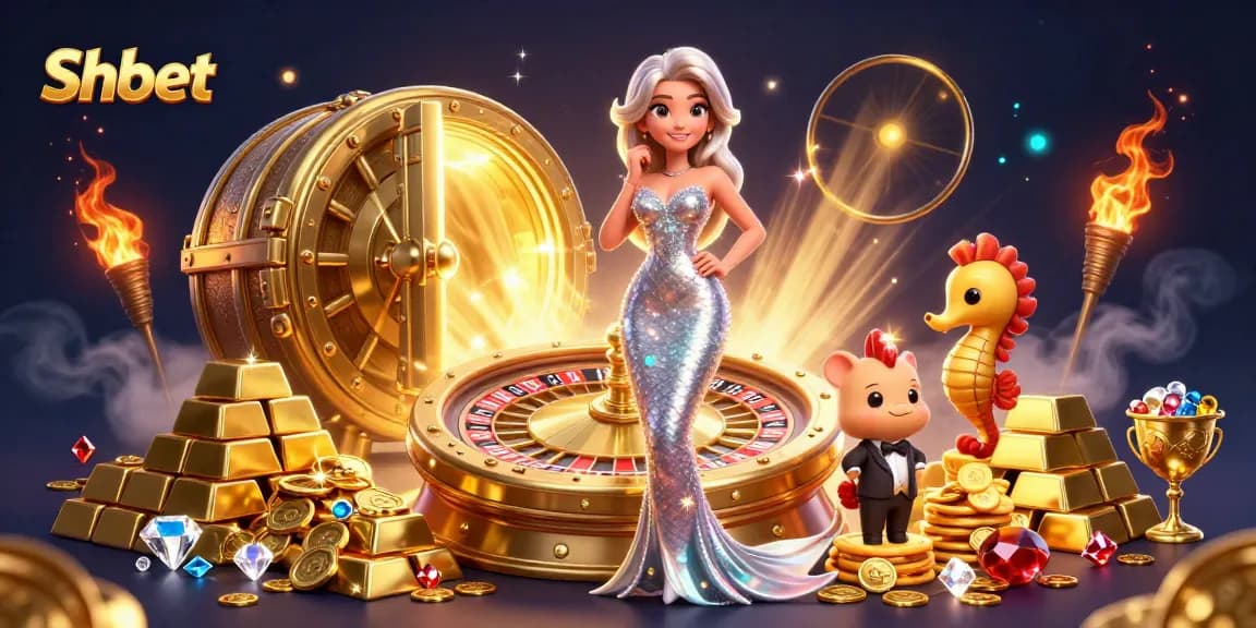 Engage in thrilling gameplay at Shbet's golden roulette table surrounded by luxurious treasures.