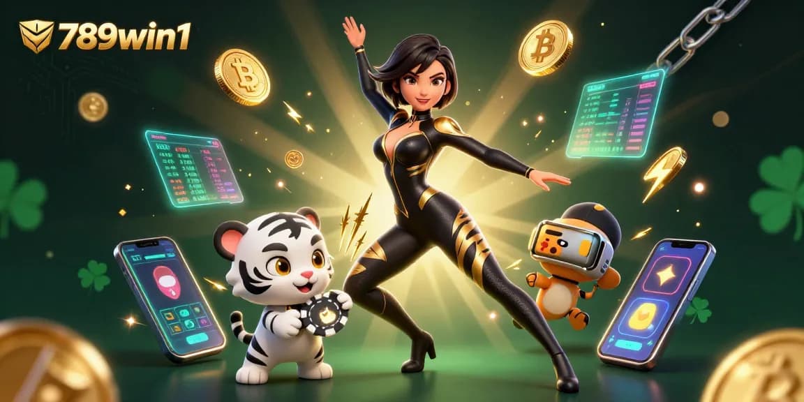 Engage with 789win1's vibrant gaming world featuring a dynamic scene of thrilling casino action.