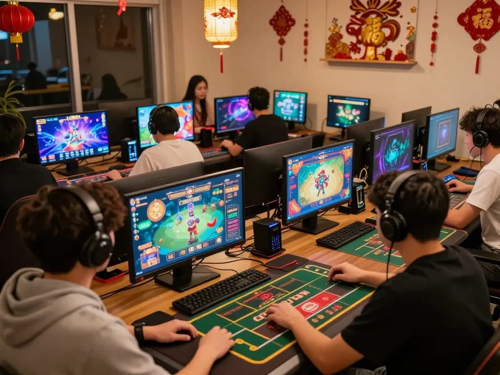 Players enjoying online casino games at Bayvip during festive celebrations.