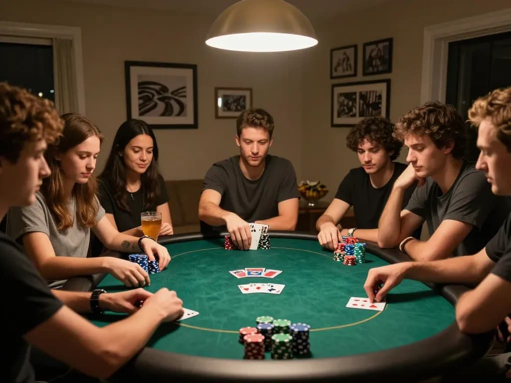Fly88 poker night with friends revealing a winning hand, showcasing excitement and strategy.