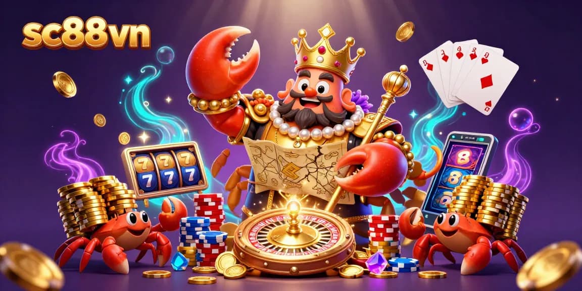 Experience the vibrant allure of sc88 vn with a golden crab emperor and thrilling casino elements.