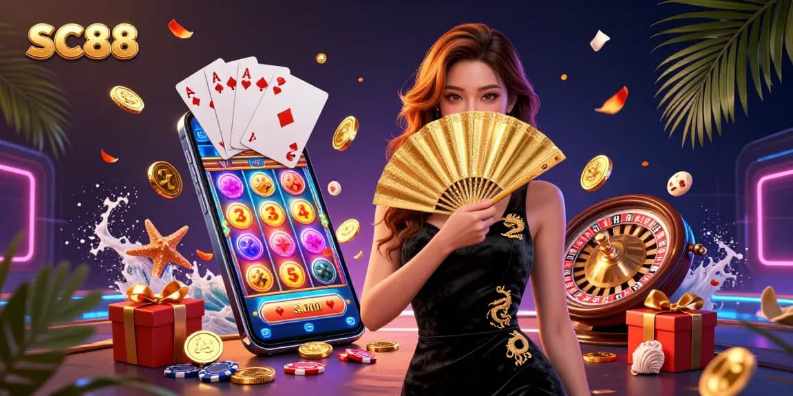 Experience electrifying wins with SC88 in this vibrant online casino scene filled with 3D slot game excitement.