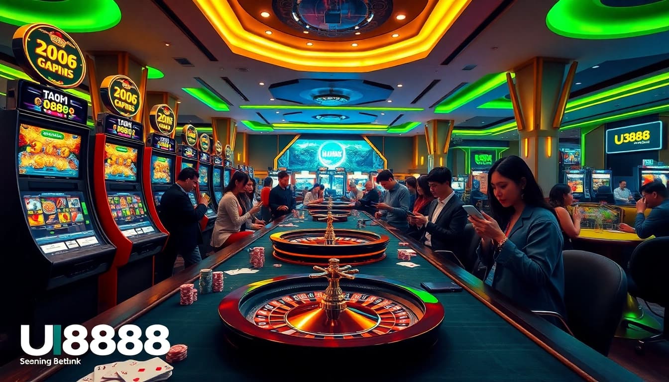 Experience the excitement of link u888 with vibrant casino visuals and engaging gaming elements.