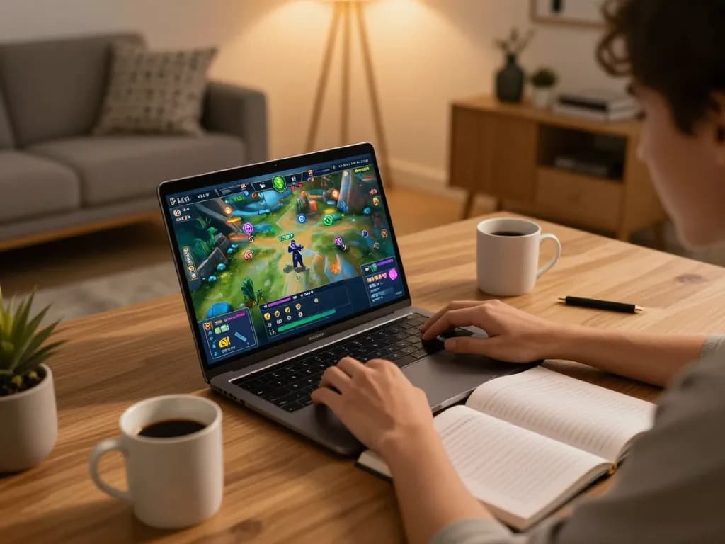 Engaged in online lô đề uy tín gaming, focusing on strategic betting in a cozy home setup.