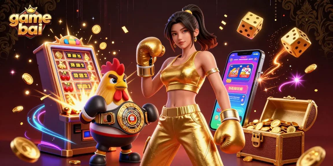 Engage in thrilling game bai action with a stunning illustration featuring dynamic casino elements.
