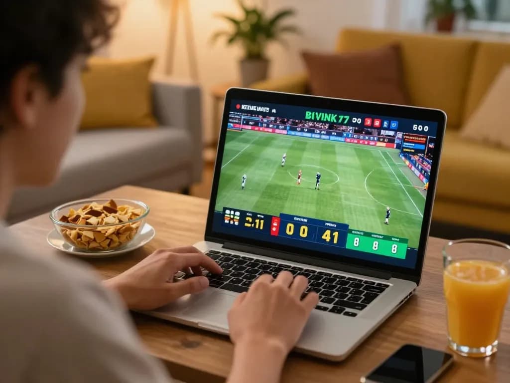Engaged user placing bets at nhà cái 79king during live sports event, showcasing responsible gambling.