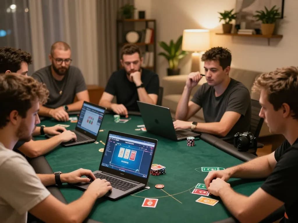 Players engaging in online poker with LUCK8, showcasing at-home strategies and dynamic gameplay.