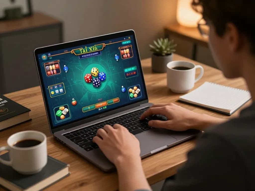 Tài Xỉu online gaming scene showing a player immersed in strategy and gameplay.