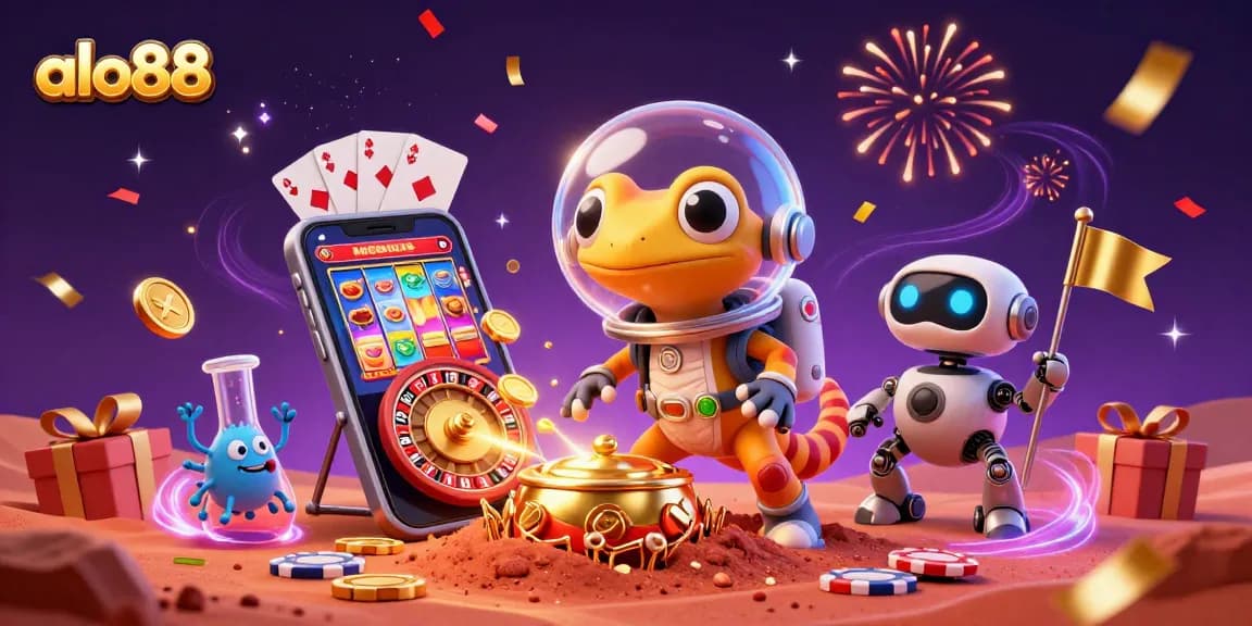 Play exciting games at alo88, discovering treasures in a colorful casino landscape.